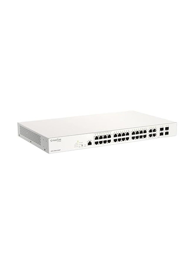 D-Link 28-Port Nuclias Cloud-Managed PoE Switch, 4 X Combo 1000Mbps/SFP Ports, 370W, Powerful & ﬂexible Cloud-Managed Networking Solution For Small-To-Medium-Sized Businesses (SMBs/SMEs). | DBS-2000-28MP White  - Image 2