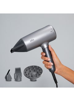 BRAUN Hair Dryer Hd4.3 Ultimate Performance, Styling, Shine And Care, Htdc Motor, 2200 Watts, Electronic Touch Control Electro Grey  - Image 5