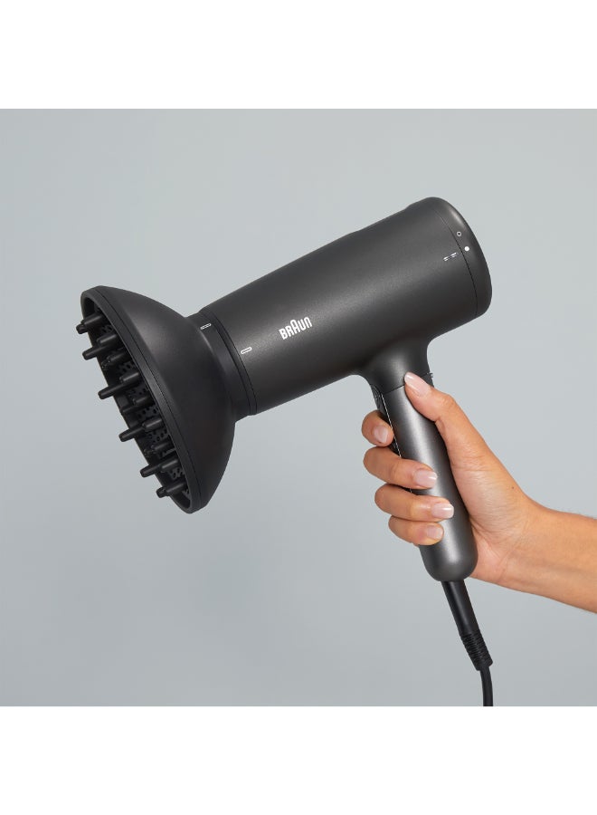 BRAUN Hair Dryer Hd4.2 Ultimate Performance, Shine And Care, Htdc Motor, 2100 Watts Electro Black  - Image 4