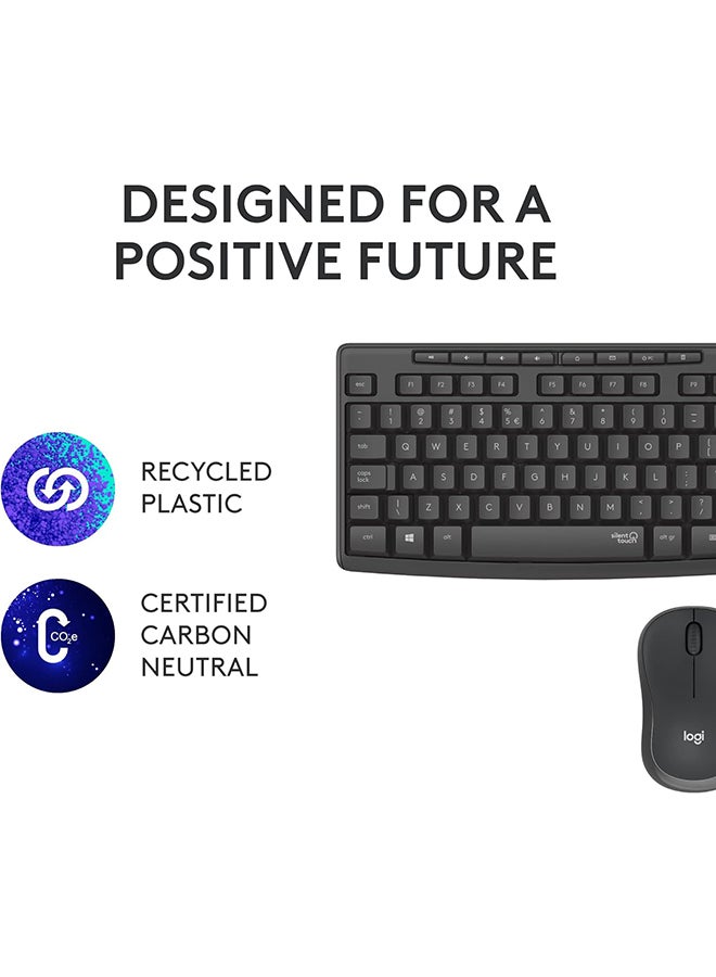 Logitech - MK295 Silent Wireless Mouse & Keyboard Combo with SilentTouch Technology, Full Numpad, Advanced Optical Tracking, Lag-Free Wireless, 90% Less Noise, EN Keyboard - Graphite - Image 1