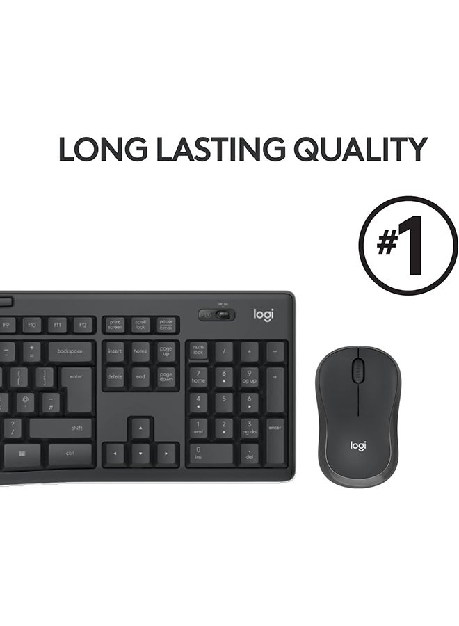 Logitech - MK295 Silent Wireless Mouse & Keyboard Combo with SilentTouch Technology, Full Numpad, Advanced Optical Tracking, Lag-Free Wireless, 90% Less Noise, EN Keyboard - Graphite - Image 1