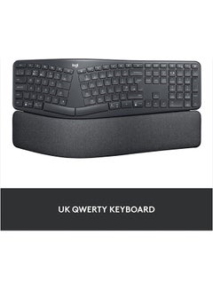 لوجيتيك Logitech ERGO K860 Wireless Ergonomic Keyboard - Split Keyboard Layout, Wrist Rest, Natural Typing, Stain-Resistant Fabric, Windows/Mac, Bluetooth + USB, Windows/Mac, QWERTY UK English Layout - Grey  - Image 2