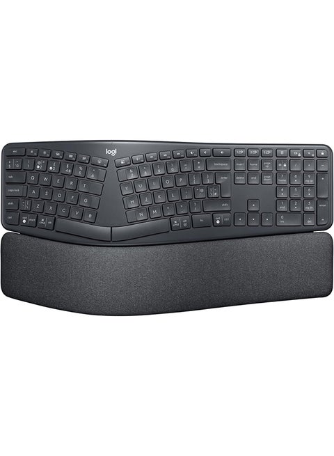 Logitech ERGO K860 Wireless Ergonomic Keyboard - Split Keyboard Layout, Wrist Rest, Natural Typing, Stain-Resistant Fabric, Windows/Mac, Bluetooth + USB, Windows/Mac, QWERTY UK English Layout - Grey