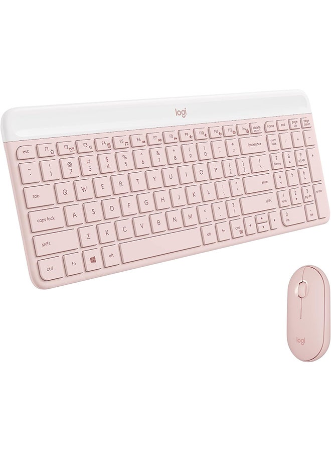 لوجيتيك مجموعة لوحة مفاتيح وفأرة لاسلكية Logitech MK470 نحيفة - تصميم حديث مدمج، هادئة للغاية، مستقبل USB بتردد 2.4 جيجاهرتز، توصيل وتشغيل، متوافقة مع ويندوز، الولايات المتحدة الدولية - وردي - Image 1