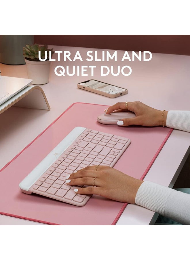 لوجيتيك مجموعة لوحة مفاتيح وفأرة لاسلكية Logitech MK470 نحيفة - تصميم حديث مدمج، هادئة للغاية، مستقبل USB بتردد 2.4 جيجاهرتز، توصيل وتشغيل، متوافقة مع ويندوز، الولايات المتحدة الدولية - وردي - Image 3