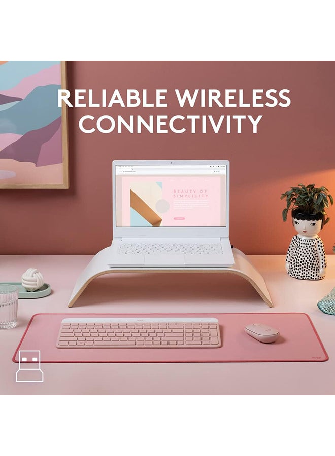 لوجيتيك مجموعة لوحة مفاتيح وفأرة لاسلكية Logitech MK470 نحيفة - تصميم حديث مدمج، هادئة للغاية، مستقبل USB بتردد 2.4 جيجاهرتز، توصيل وتشغيل، متوافقة مع ويندوز، الولايات المتحدة الدولية - وردي - Image 4