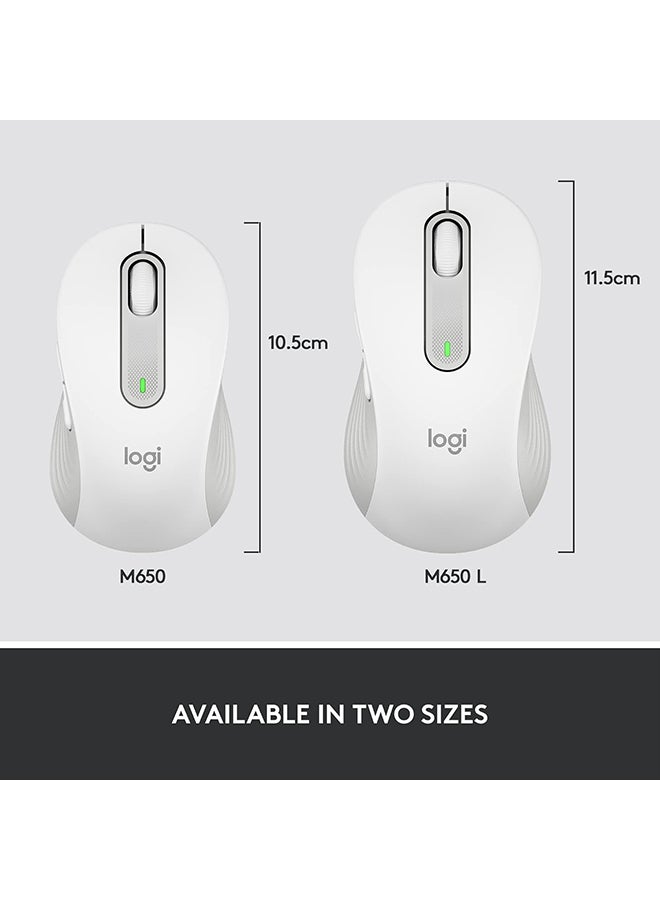 Logitech - Logitech Signature M650 Wireless Mouse - For Small to Medium Sized Hands, 2-Year Battery, Silent Clicks, Customizable Side Buttons, Bluetooth, PC/Mac/Multi-Device/Chromebook White - Image 1