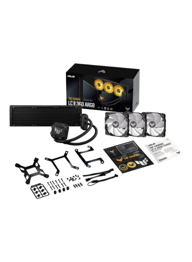 ASUS - TUF Gaming LC II 360 ARGB Liquid Cooler – 360mm Radiator, 3 x 120mm TUF ARGB Fans, 400mm Reinforced Tubing, Decoupled Low-Noise Pump with Cover, Aura Sync Compatible, High-Density Fins, Anti-Corrosion Coating, Universal Compatibility for Intel & AMD, 90RC00M1-M0UAY0 - Image 1
