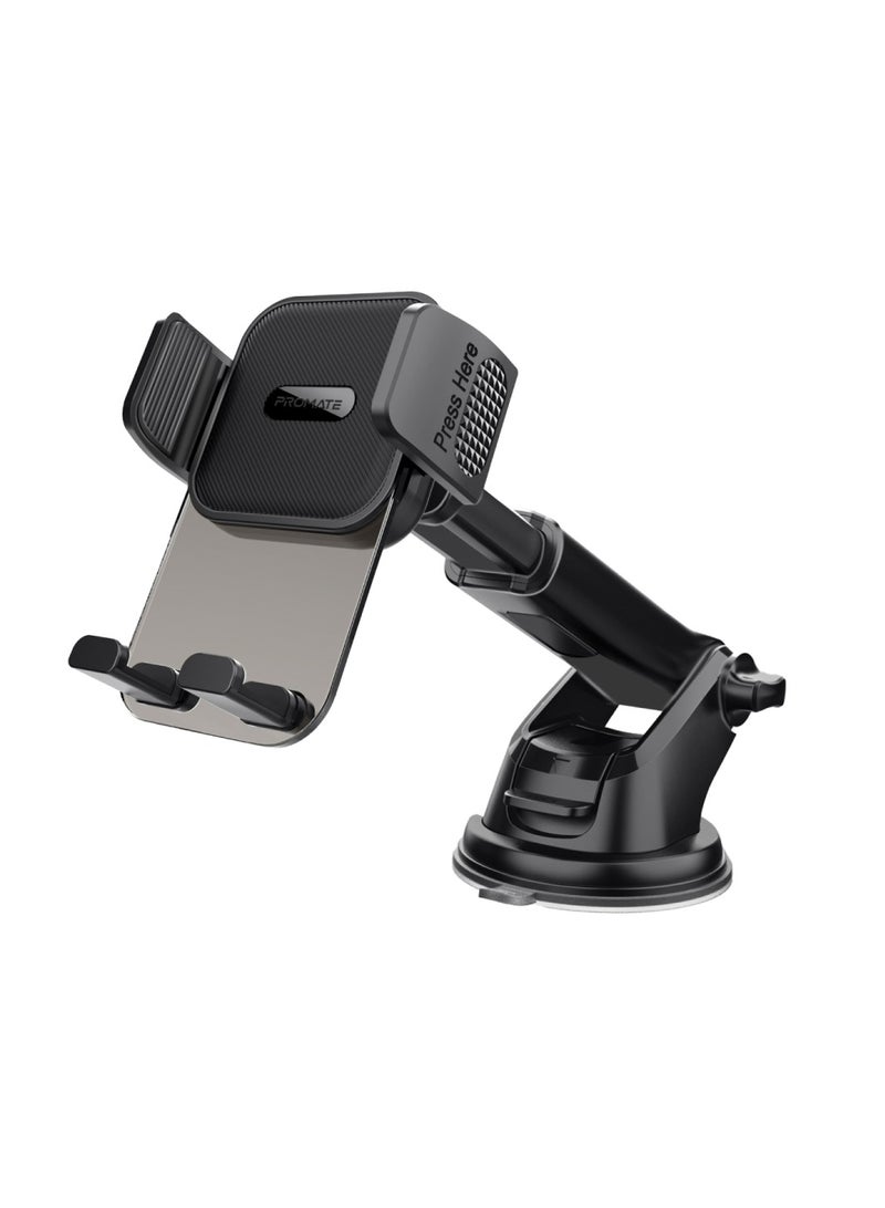 PROMATE Transparent Car Phone Mount With Intelligent Auto-Clamping Cradle Design, Quick Install And Windshield Holder, Multi-Angle Support, Fits 4.7-7.2" Devices, And One Touch Release, TransHold Black - Image 1
