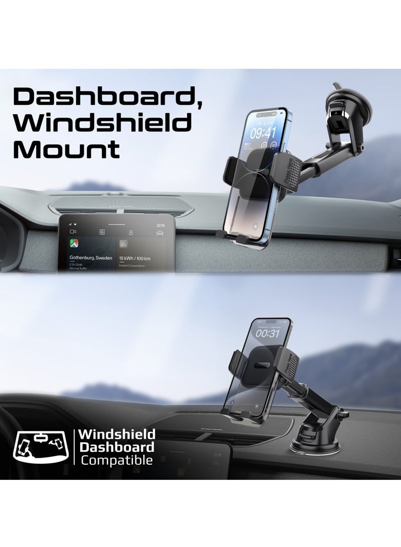 PROMATE Transparent Car Phone Mount With Intelligent Auto-Clamping Cradle Design, Quick Install And Windshield Holder, Multi-Angle Support, Fits 4.7-7.2" Devices, And One Touch Release, TransHold Black - Image 3