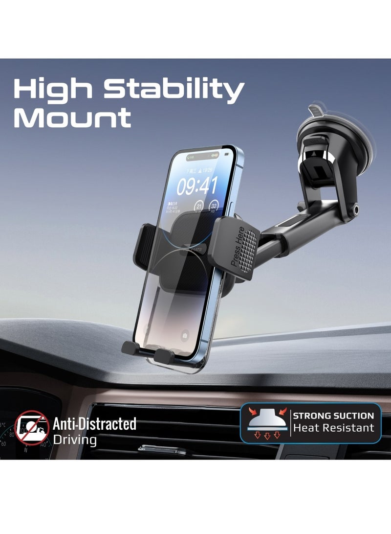 PROMATE Transparent Car Phone Mount With Intelligent Auto-Clamping Cradle Design, Quick Install And Windshield Holder, Multi-Angle Support, Fits 4.7-7.2" Devices, And One Touch Release, TransHold Black - Image 5