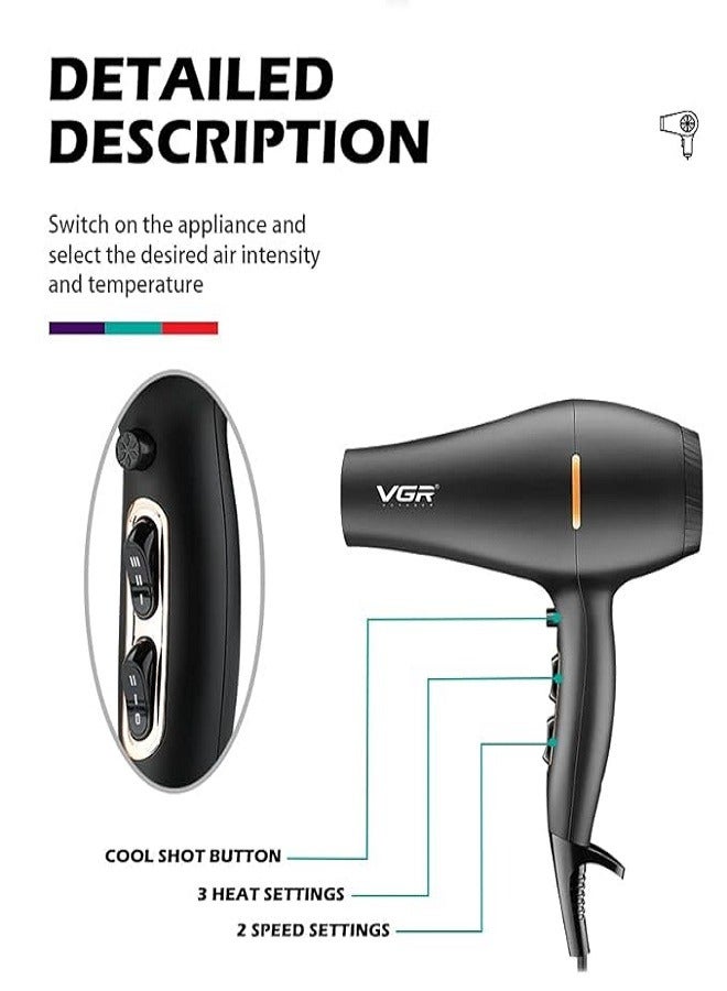 VGR VGR V-433 Professional Hair Dryer 1800-2200W Multicolour - Image 3