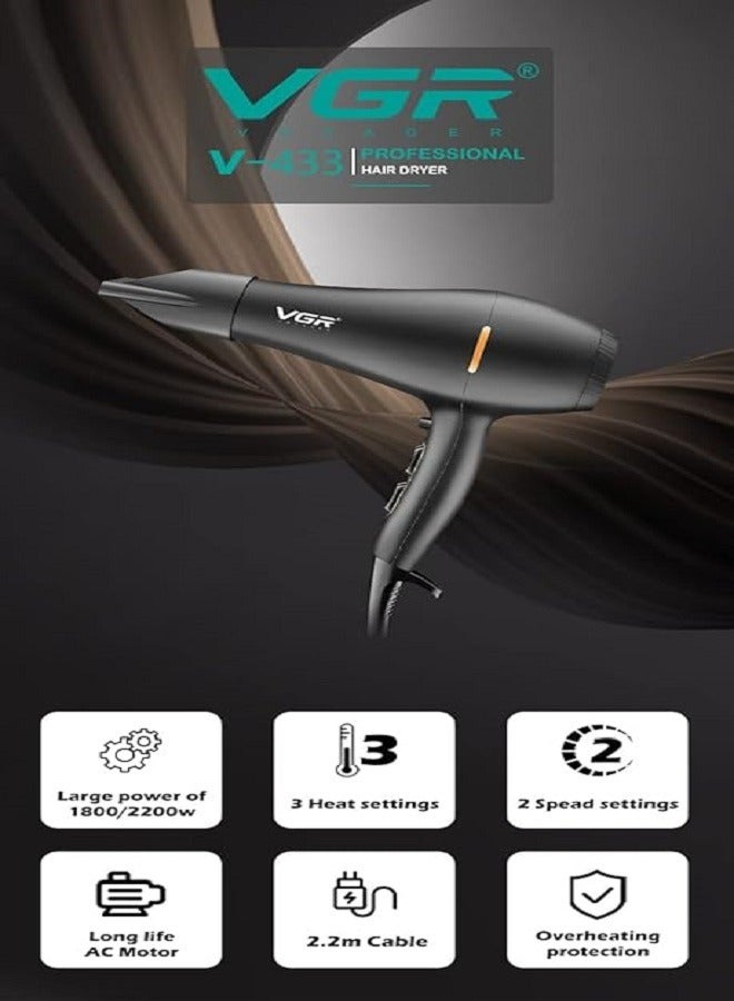 VGR VGR V-433 Professional Hair Dryer 1800-2200W Multicolour - Image 4