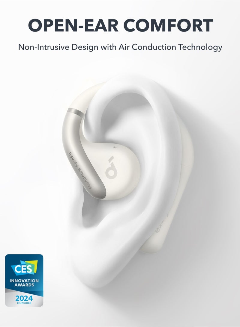 Soundcore - AeroFit Open-Ear Headphones, Ultra Comfort, Snug Fit, Ergonomic Ear Hook, Balanced Sound, IPX7 Waterproof, 42H Playtime, Bluetooth 5.3, App Control, Clear Calls, Wireless Earbuds White - Image 1