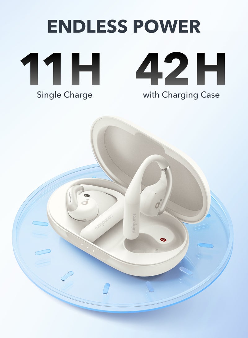 Soundcore - AeroFit Open-Ear Headphones, Ultra Comfort, Snug Fit, Ergonomic Ear Hook, Balanced Sound, IPX7 Waterproof, 42H Playtime, Bluetooth 5.3, App Control, Clear Calls, Wireless Earbuds White - Image 1