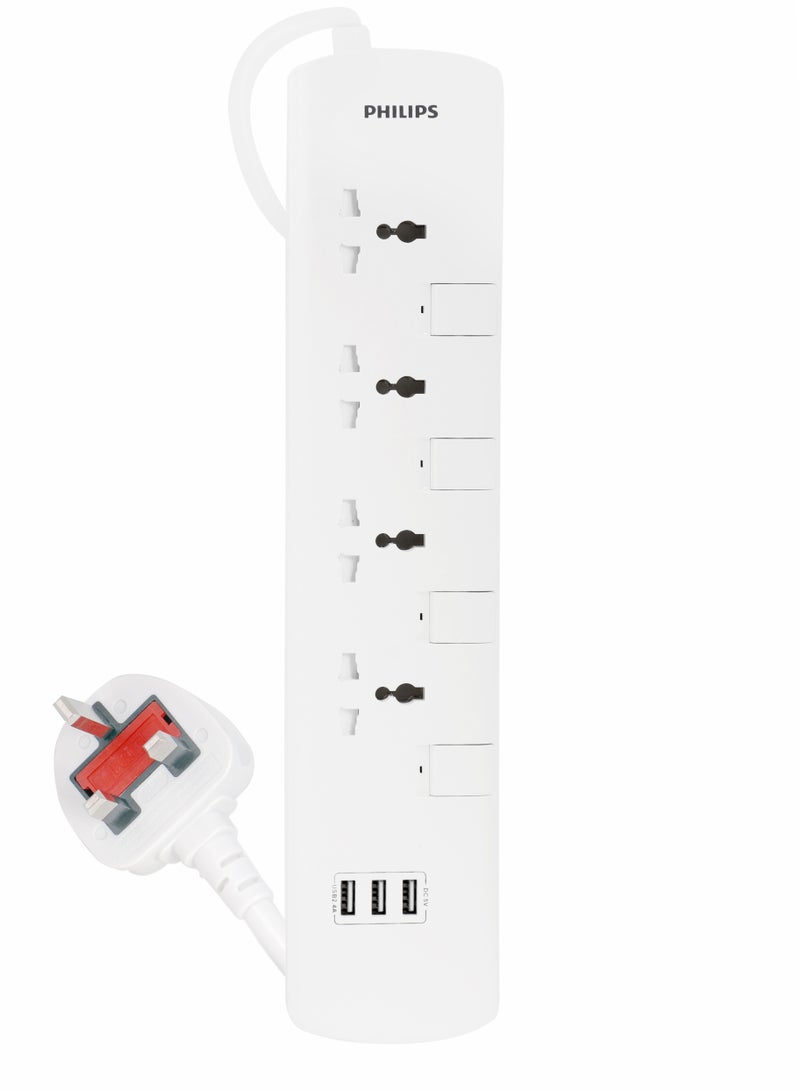 Philips - Philips 4 Way Extension Socket With Individual Switch White - Image 1