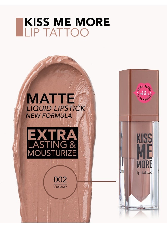 flormar Kiss Me More Lip Tattoo – 002 Creamy – Matte Finish Liquid Lipstick, High Pigment Color, Long-Wear Comfort, Smooth Even-Looking Application - Image 4
