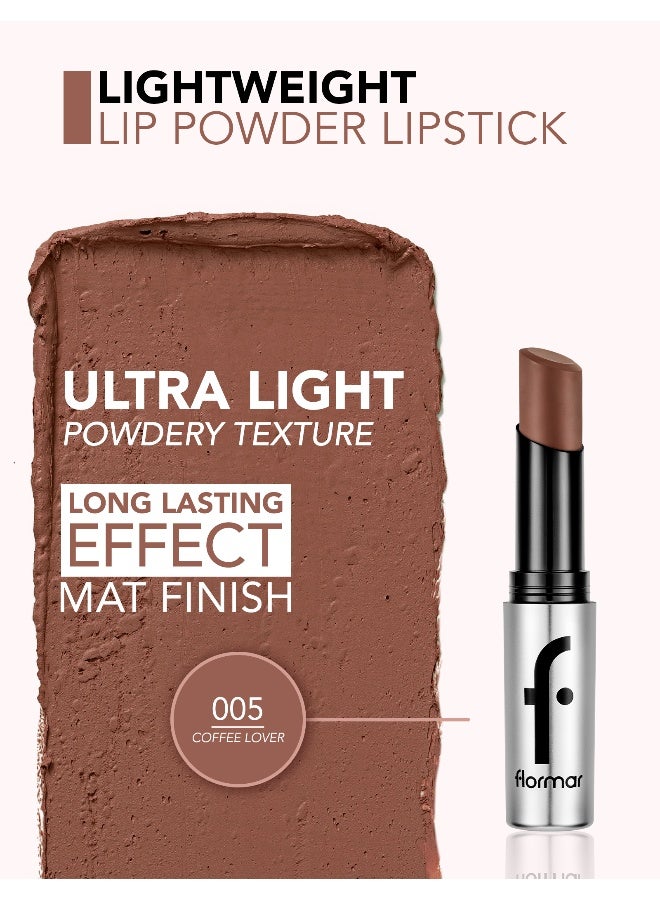 flormar Lightweight Lip Powder – 005 Coffee Lover – Matte Finish Lip Color, Powder-Soft Texture, Lightweight Feel, Smooth Comfortable Wear - Image 4