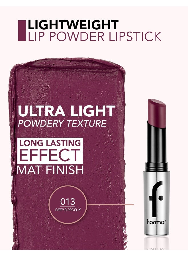 flormar Lightweight Lip Powder – 013 Deep Bordeaux – Matte Finish Lip Color, Powder-Soft Texture, Lightweight Feel, Smooth Comfortable Wear - Image 4