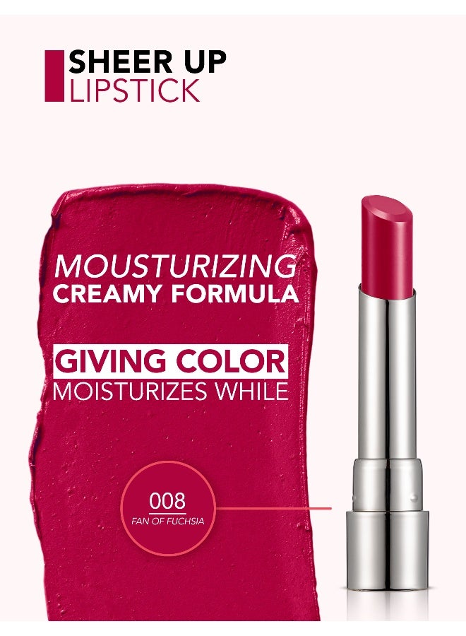 flormar Sheer Up Lipstick – 008 Fan Of Fuchsia – Semi-Transparent Moisturizing Lipstick, Glossy Color Finish, Oil-Enriched Smoothing Texture - Image 5