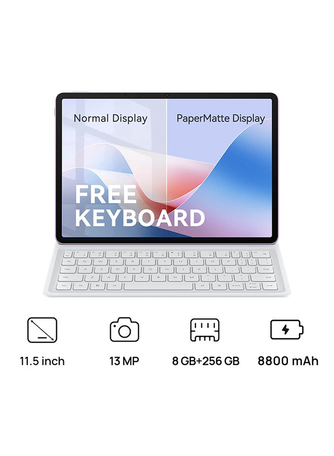 HUAWEI - MatePad 11.5-Inch S Papermatte Tablet Violet 8GB RAM 256GB WiFi In-Box - Middle East Version With [Free Detachable Keyboard] M-Pencil not included - Image 1