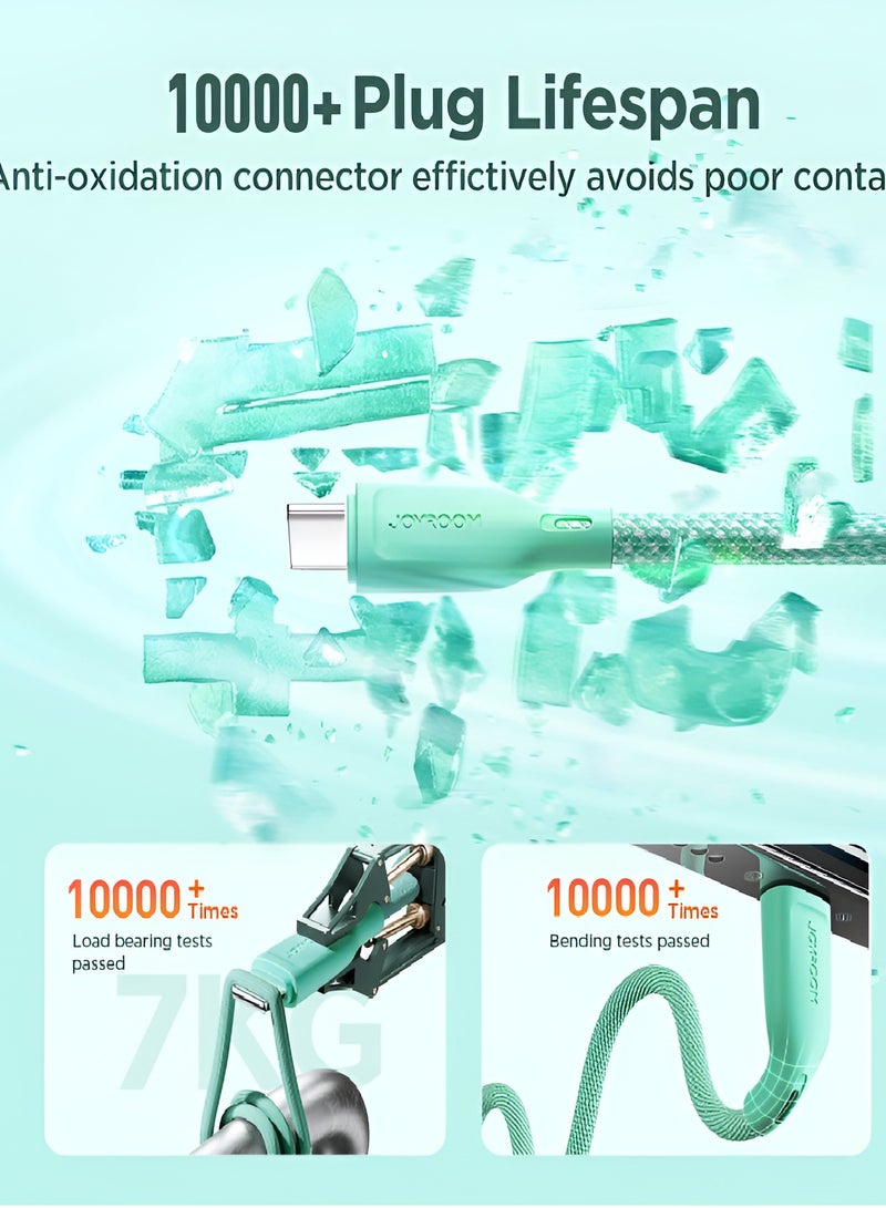 جوي روم كابل بيانات Type-C إلى Type-C متعدد الألوان بقوة 60 وات، 48 خيطًا مضفرًا من النايلون عالي الكثافة، متين أكثر بعشر مرات، 1 متر - Image 3