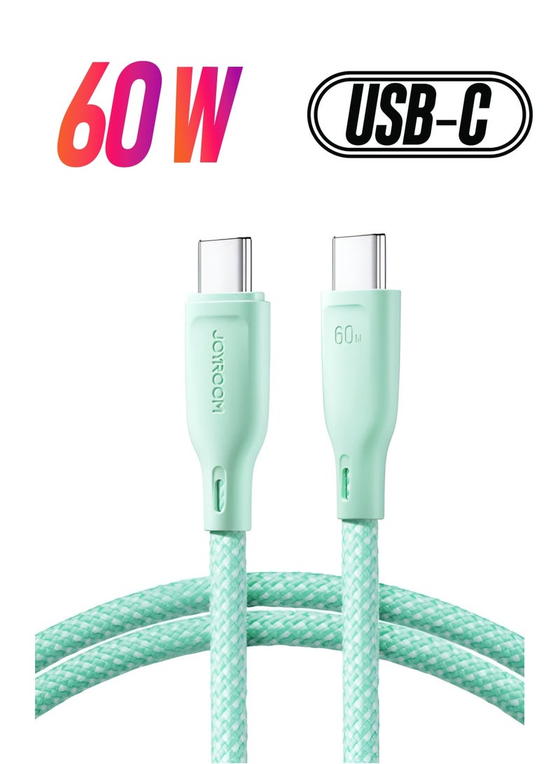جوي روم كابل بيانات Type-C إلى Type-C متعدد الألوان بقوة 60 وات، 48 خيطًا مضفرًا من النايلون عالي الكثافة، متين أكثر بعشر مرات، 1 متر - Image 1