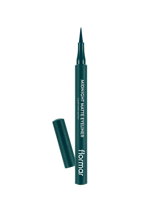 flormar Midnight Matte Eyeliner – 004 Green – Precise Tip, Matte Finish, Brush Design, Smooth - Image 1
