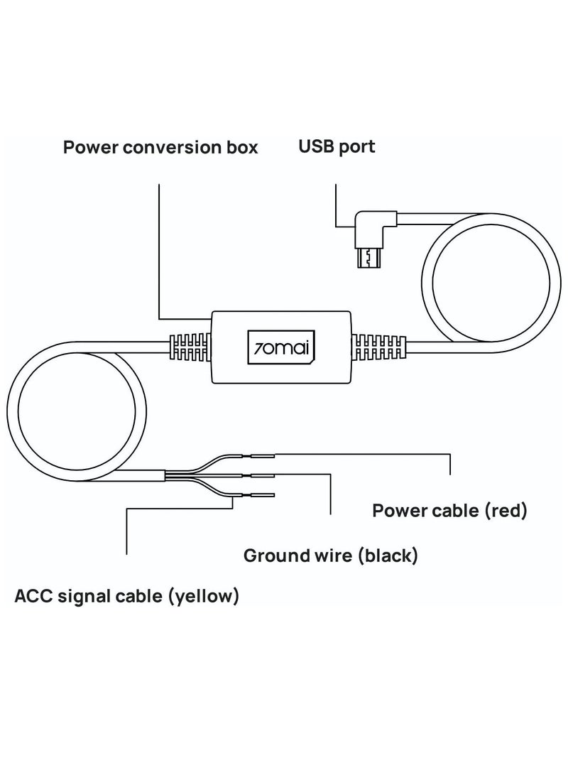 70mai - Hardwire Cable Kit For 24H Parking Monitoring For A500, A800 & DashCam Wide(midrive up02) - Image 1
