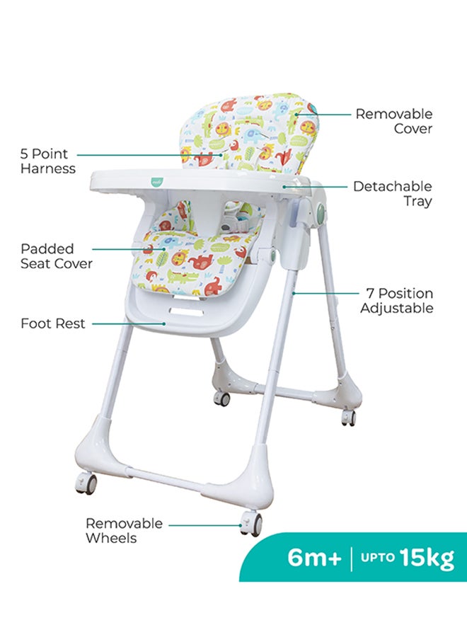 مون Apex Baby Highchair With 7 Adjustable Heights And Reclining Feature - Beige  - Image 2