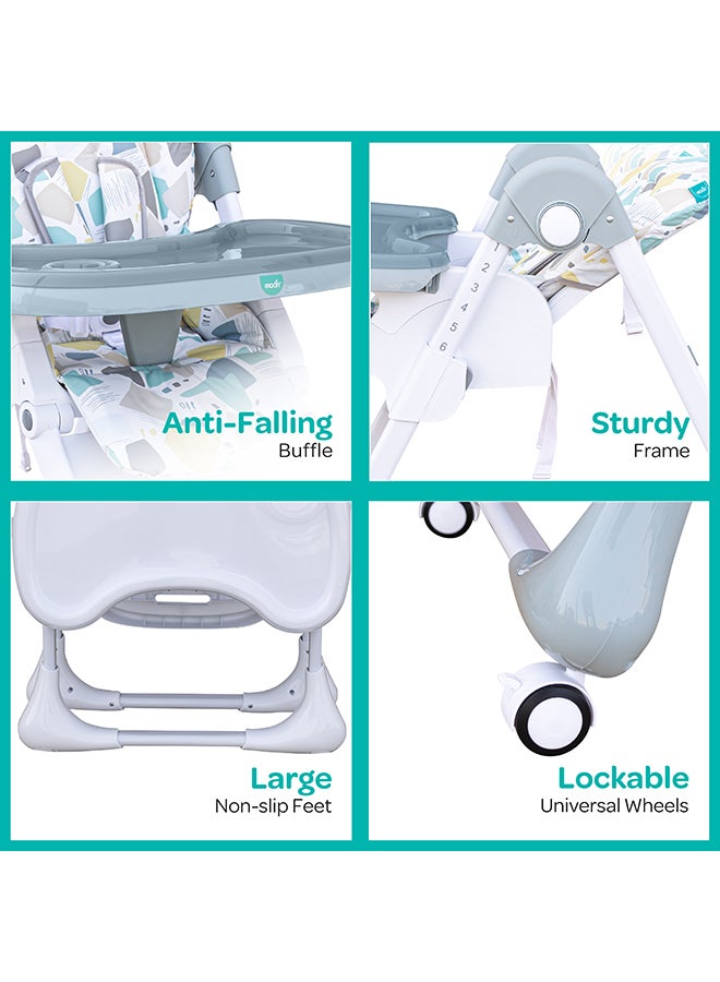 Moon - Apex Baby Highchair With 7 Adjustable Heights And Reclining Feature - Grey - Image 1