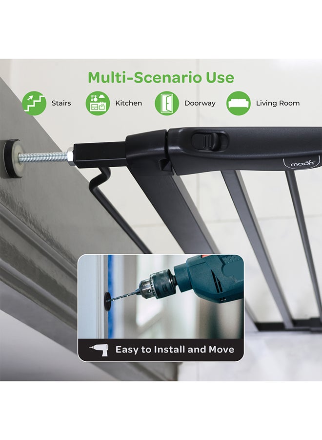 مون Secura Baby Safety Gate 76 - 80 CM Auto Lock Barrier With 20CM Extension - Black  - Image 4