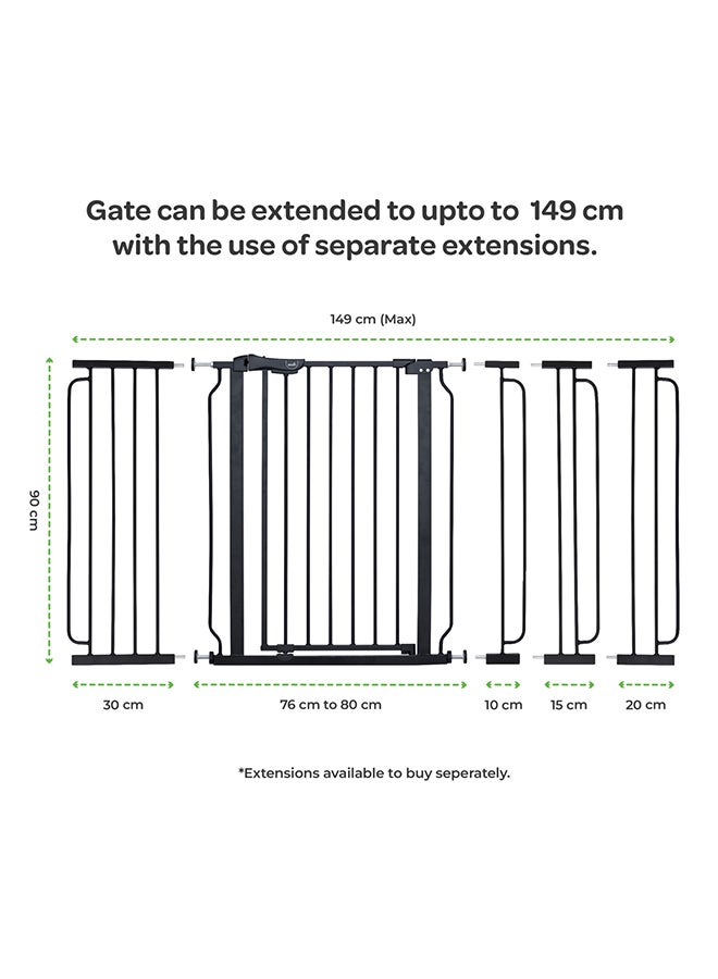 مون Secura Baby Safety Gate 76 - 80 CM Auto Lock Barrier With 20CM Extension - Black  - Image 3