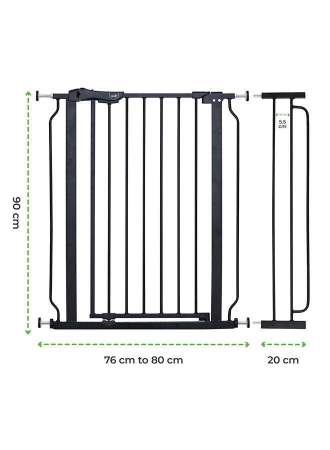 مون Secura Baby Safety Gate 76 - 80 CM Auto Lock Barrier With 20CM Extension - Black  - Image 2