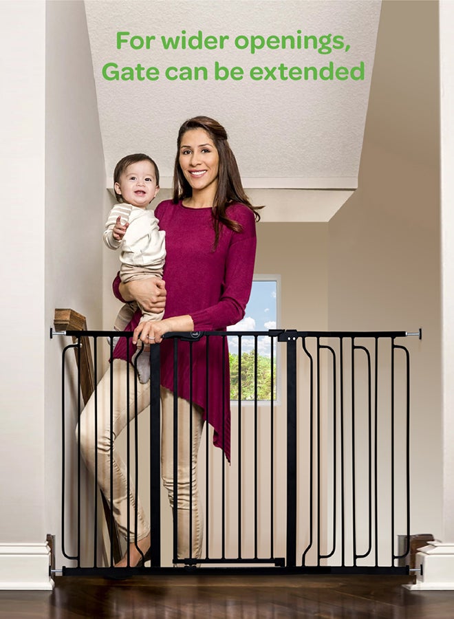 Secura Baby Safety Gate Extension - 10 CM Easy Install-Extra Wide Metal Extender - Black
