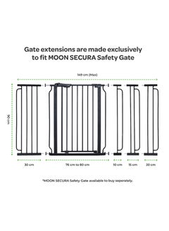مون Secura Baby Safety Gate Extension - 20 CM Easy Install-Extra Wide Metal Extender – Black  - Image 3