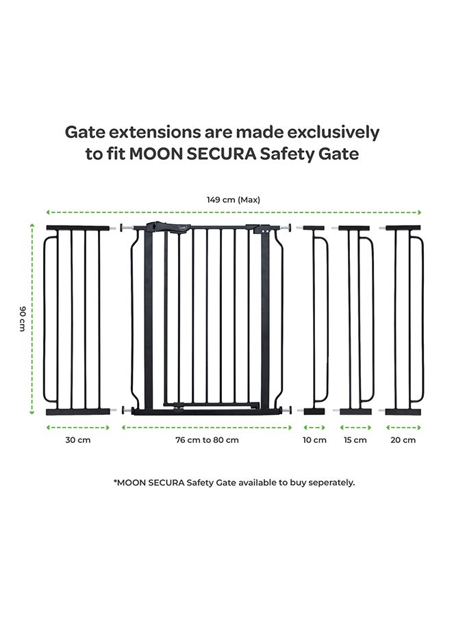 مون Secura Baby Safety Gate Extension - 20 CM Easy Install-Extra Wide Metal Extender – Black  - Image 3