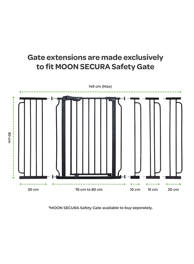 مون Secura Baby Safety Gate Extension - 30 CM Easy Install-Extra Wide Metal Extender - Black  - Image 3