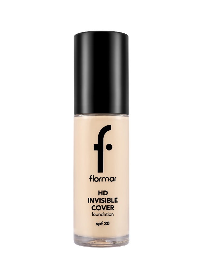 flormar HD Invisible Cover Foundation – 20 Porcelain – Lightweight Foundation, Natural Luminous Finish, Medium Coverage Look, SPF 30 20 Porcelain - Image 1