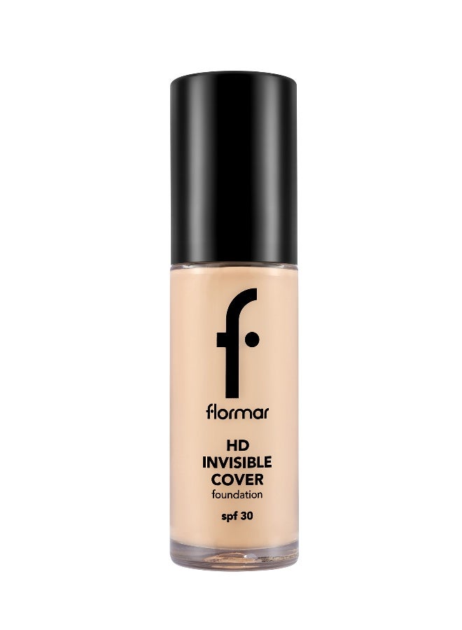 flormar HD Invisible Cover Foundation – 40 Light Ivory – Lightweight Foundation, Natural Luminous Finish, Medium Coverage Look, SPF 30 - Image 1