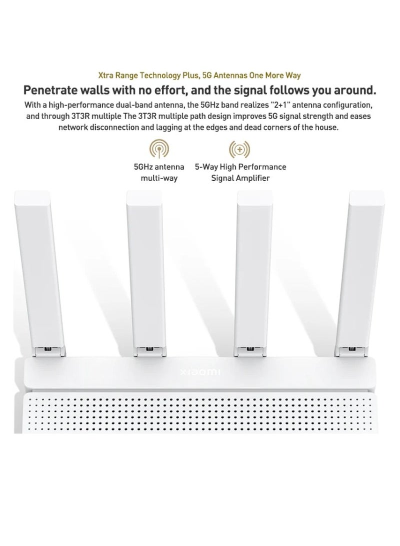 Xiaomi - AX3000T 2.4GHz/5GHz Dual-band 1.3GHz CPU Router Supports NFC Connection White - Image 1