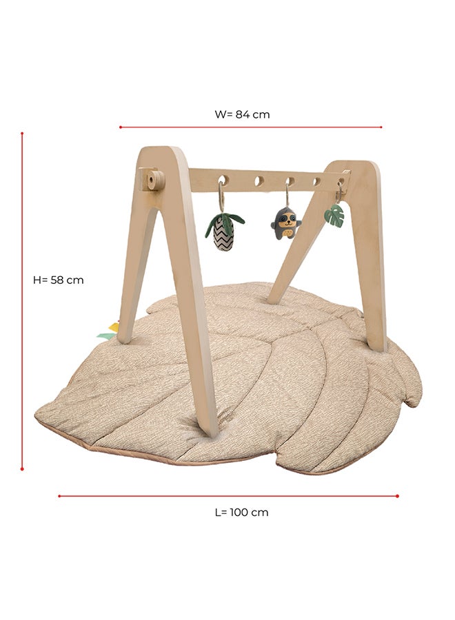 Moon Natures Nook Maple Leaf Shaped Baby Playmat With Wooden 'A' Frame Arch -Tummy Time, 6M+, Beige - Image 2