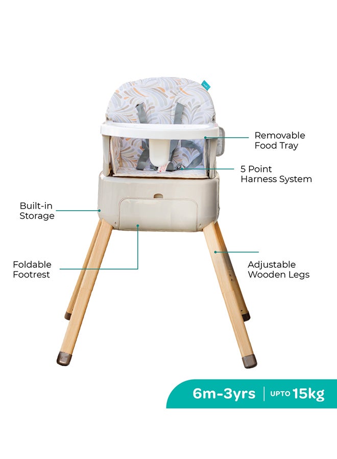 Moon - 4-In-1 HiteRite Convertible Baby Booster Dining Highchair - Beige - Image 1