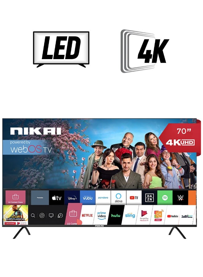 نيكاي تلفزيون ذكي 70 بوصة، 4K Ultra HDR، سلسلة LED WebOS Platinum، جهاز تحكم سحري، تصميم شاشة سينمائية، صوت دولبي، تحكم صوتي ذكي، تطبيقات يوتيوب، نتفليكس، أمازون برايم، شاهد - Image 2