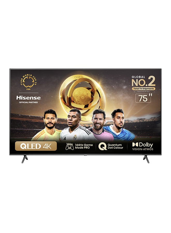 Hisense 75 inch 4K UHD Full Array Local Dimming Smart TV | QLED | AI Sport Mode | Smooth motion | 144HZ | Built in receiver | Game Mode Pro | Voice control | Dolby Vision | Dolby Atmos - 75Q7N Black  - Image 1