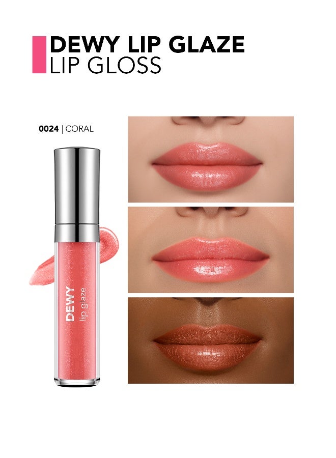 flormar Dewy Lip Glaze – 024 Coral – High-Shine Lip Glaze, Pearlescent Shimmer, Smooth Comfortable Wear, Long-Wear Glossy Look - Image 5