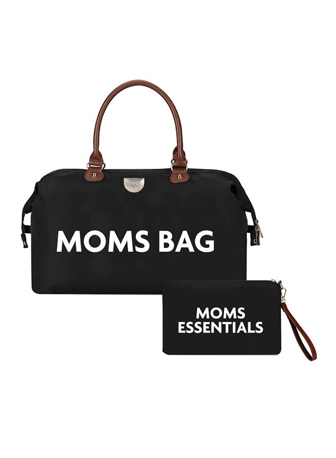 مون Moms Large Capacity Waterproof Travel Diaper Bag With 2 Pouchs - Black - Image 1