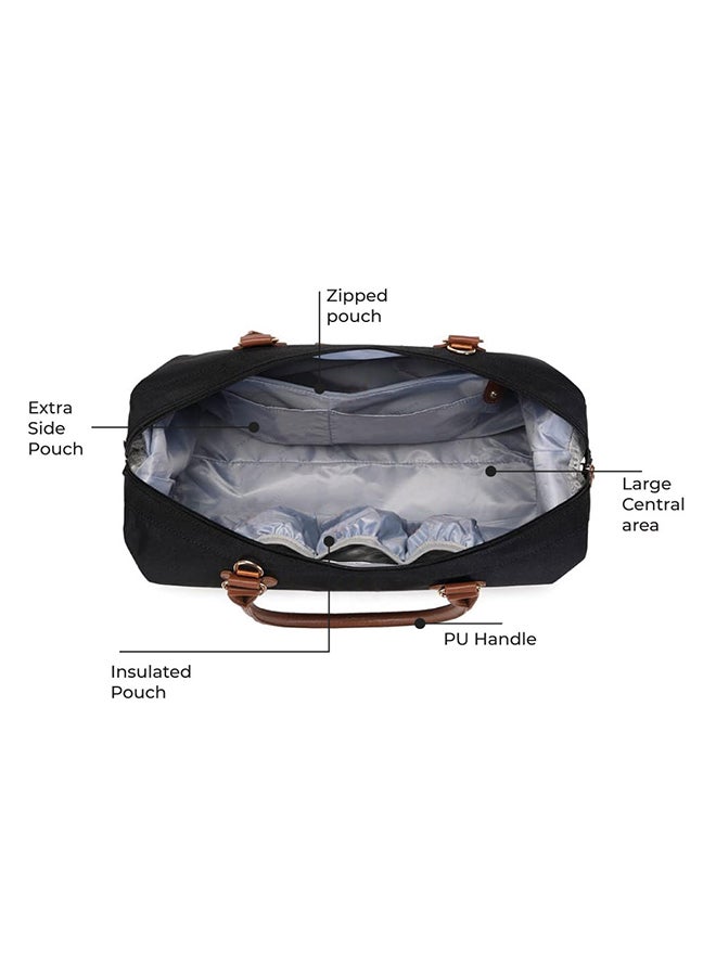 مون Moms Large Capacity Waterproof Travel Diaper Bag With 2 Pouchs - Black - Image 3