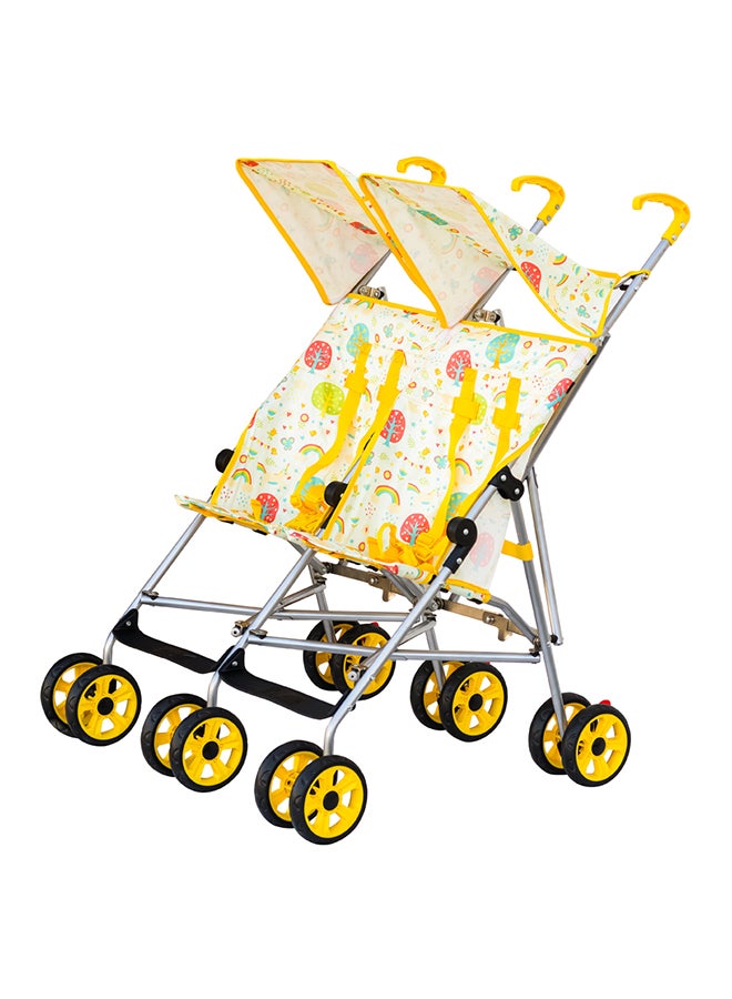 مون عربة أطفال خفيفة الوزن Jet Plus Twin Buggy للسفر، حتى 30 كجم، من عمر 6 أشهر فما فوق، باللون الأصفر  - Image 1