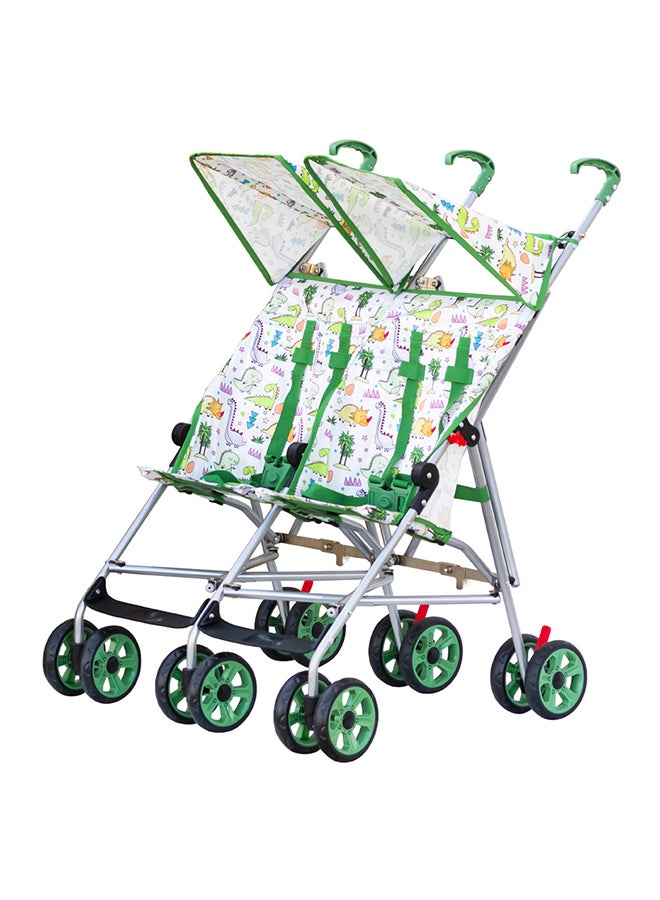 مون - عربة أطفال خفيفة الوزن Jet Plus Twin Buggy للسفر، حتى 30 كجم، من عمر 6 أشهر فما فوق، باللون الأخضر - Image 1